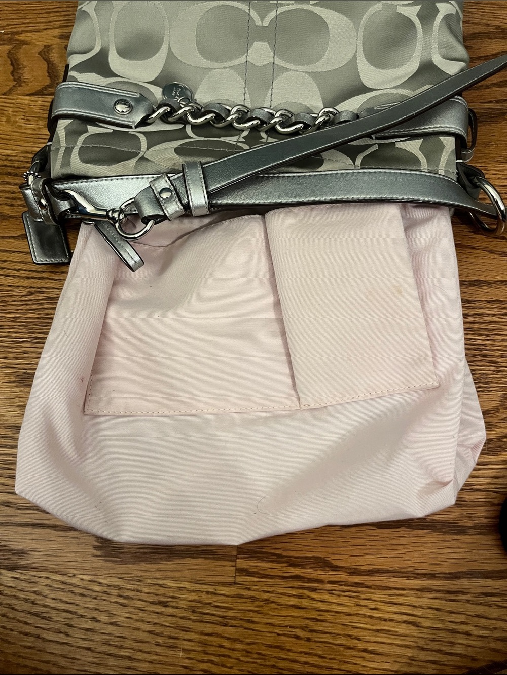 COACH HANDBAG Silver/Pewter Signature Jacquard / Convertible F18862 - Picture 11 of 12